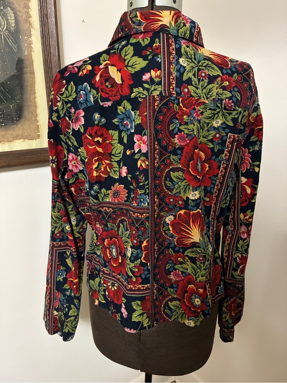 Vintage Erin London Floral & Tapestry Fine Wale Corduroy Jacket - Picture 4 of 10